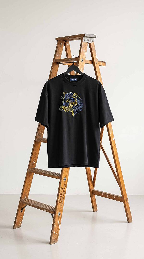 BUGİNOR PANTHER - PANTER NAKIŞLI SİYAH OVERSİZE TİŞÖRT - 4