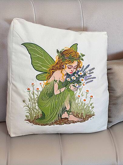 ÇİÇEK PERİSİ NAKIŞLI 40x40 EBATINDA KIRLENT - 6