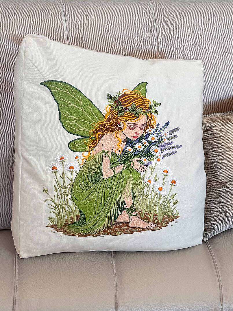 ÇİÇEK PERİSİ NAKIŞLI 40x40 EBATINDA KIRLENT - 6